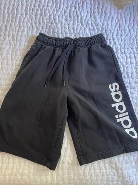 adidas Black Athletic Shorts with Vertical Logo